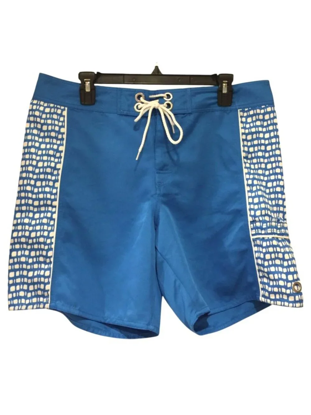 Eddie Bauer Men's Medium Blue White Board Shorts Side Pocket
